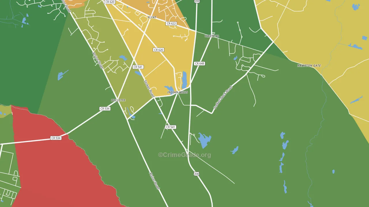 Indian Mills, NJ Map of Arson Rates