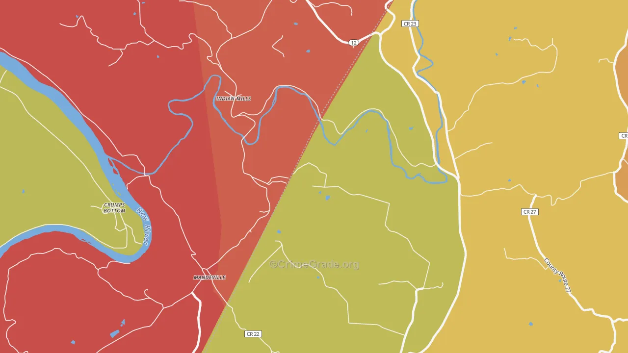 Indian Mills, WV Map of Arson Rates