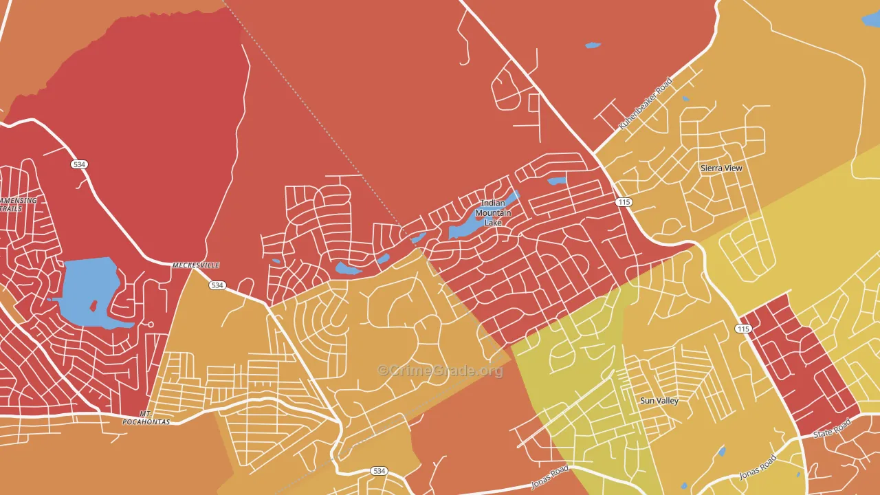 Indian Mountain Lake, PA Map of Arson Rates
