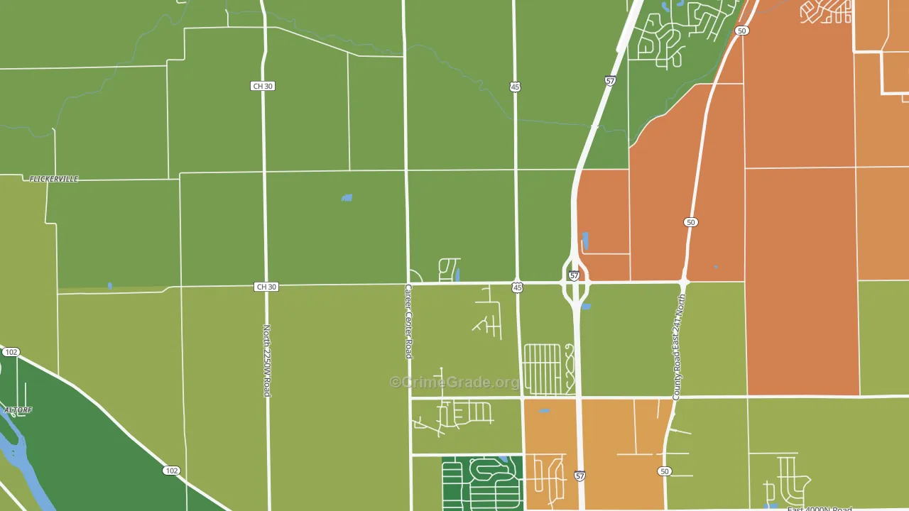 Indian Oaks, IL Map of Arson Rates