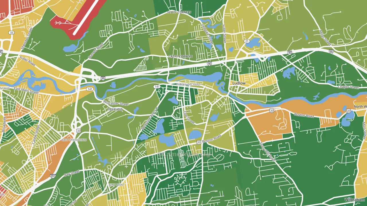 Indian Orchard, MA Map of Arson Rates