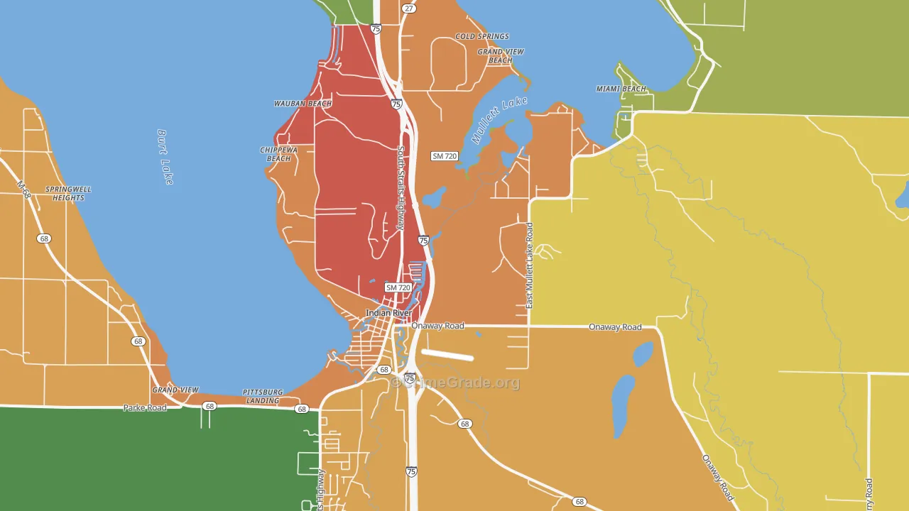 Indian River, MI Map of Arson Rates