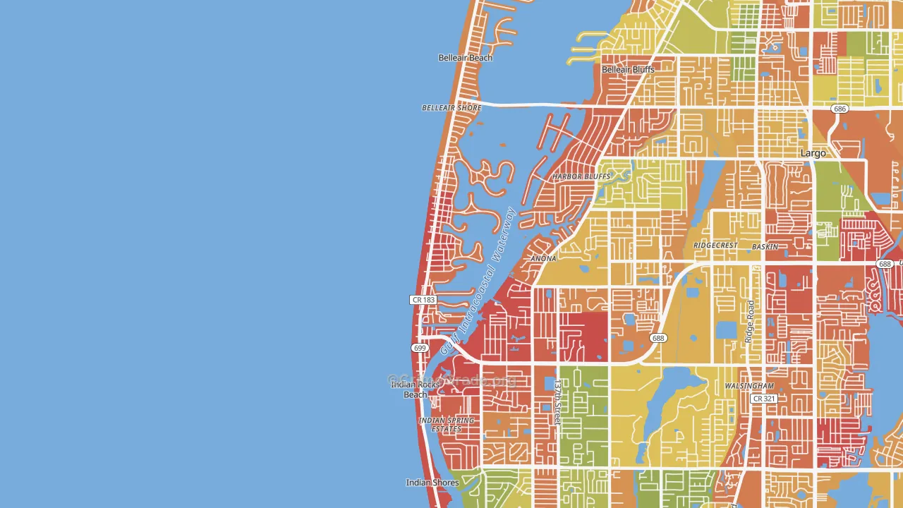Indian Rocks Beach, FL Map of Arson Rates