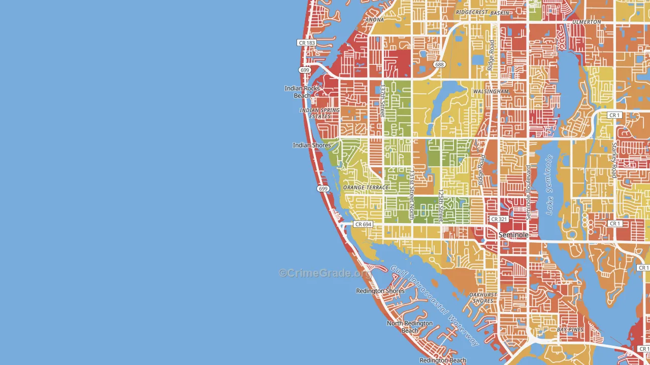 Indian Shores, FL Map of Arson Rates