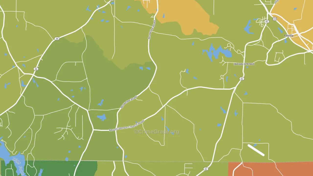 Indian Springs, GA Map of Arson Rates