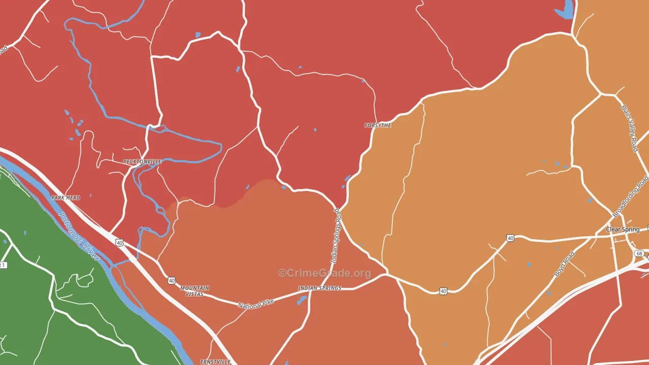 Indian Springs, MD Map of Arson Rates