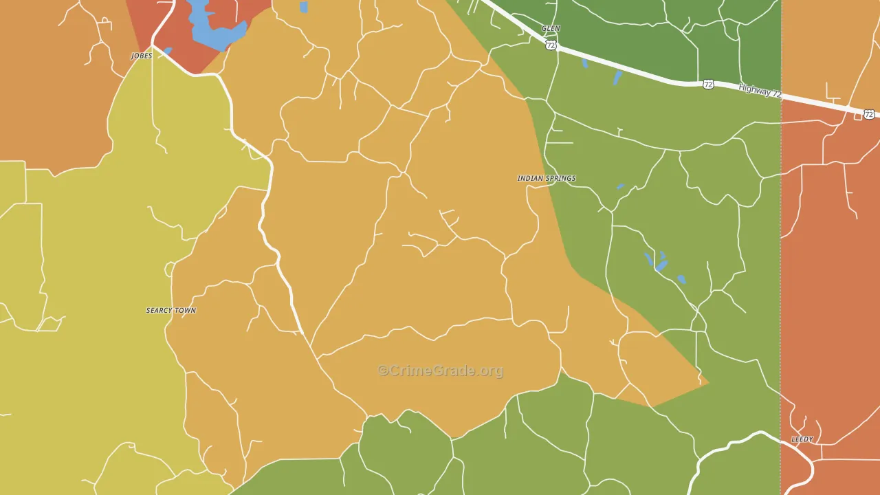 Indian Springs, MS Map of Arson Rates