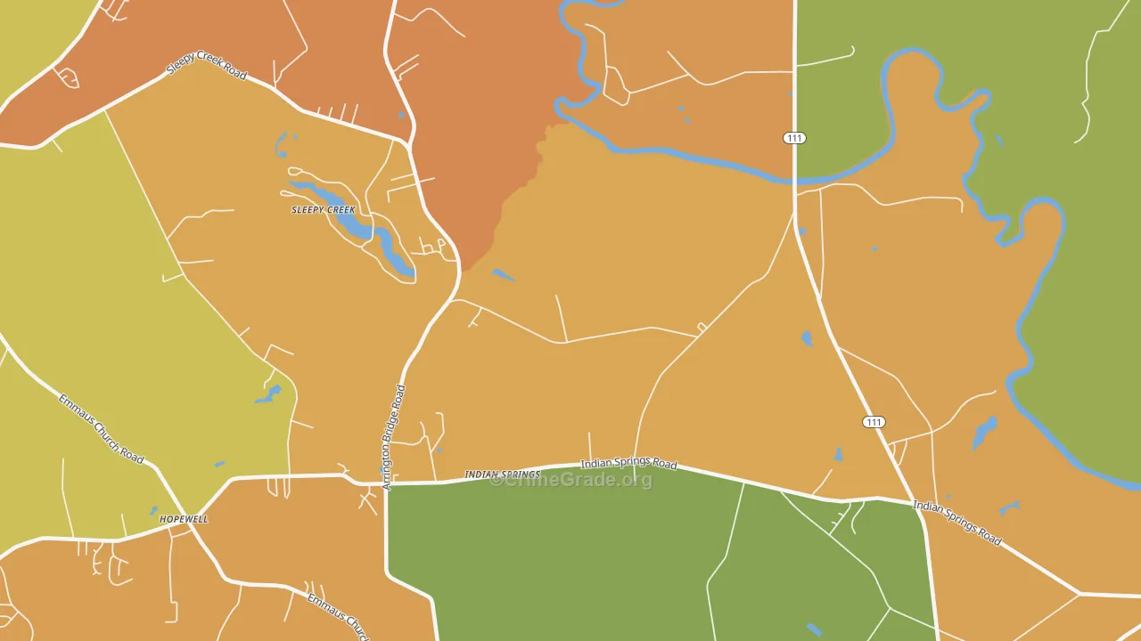 Indian Springs, NC Map of Arson Rates