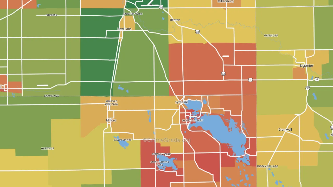 Indian Village, IN Map of Arson Rates