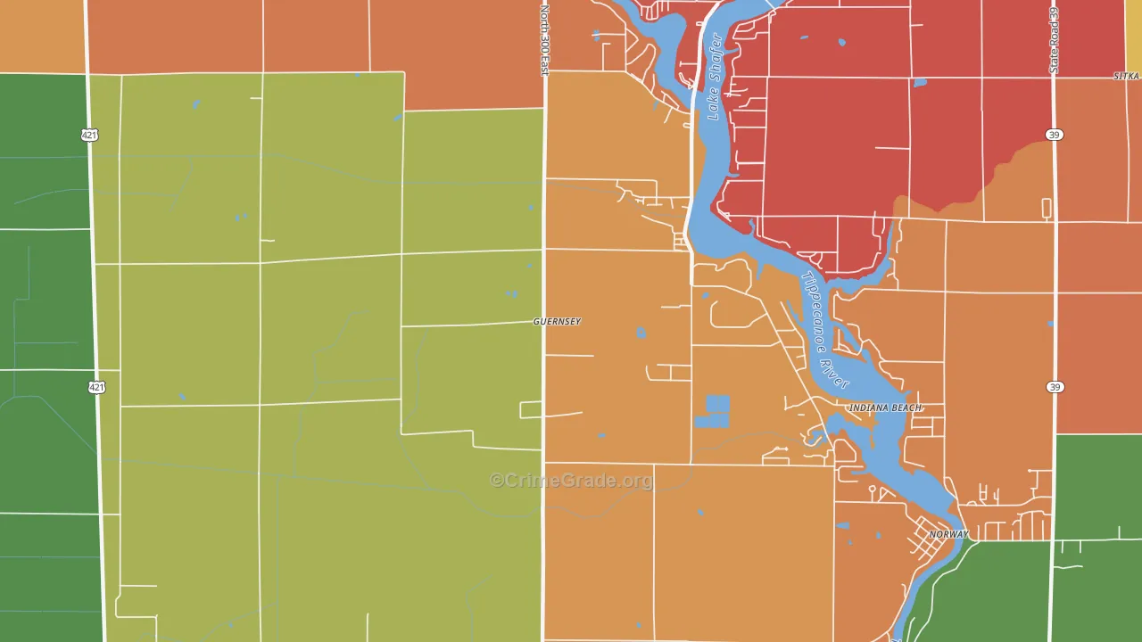 Indiana Beach, IN Map of Arson Rates