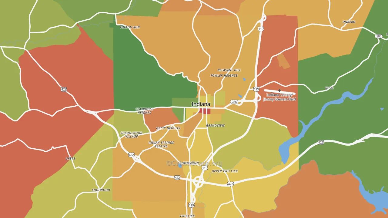Indiana, PA Map of Arson Rates