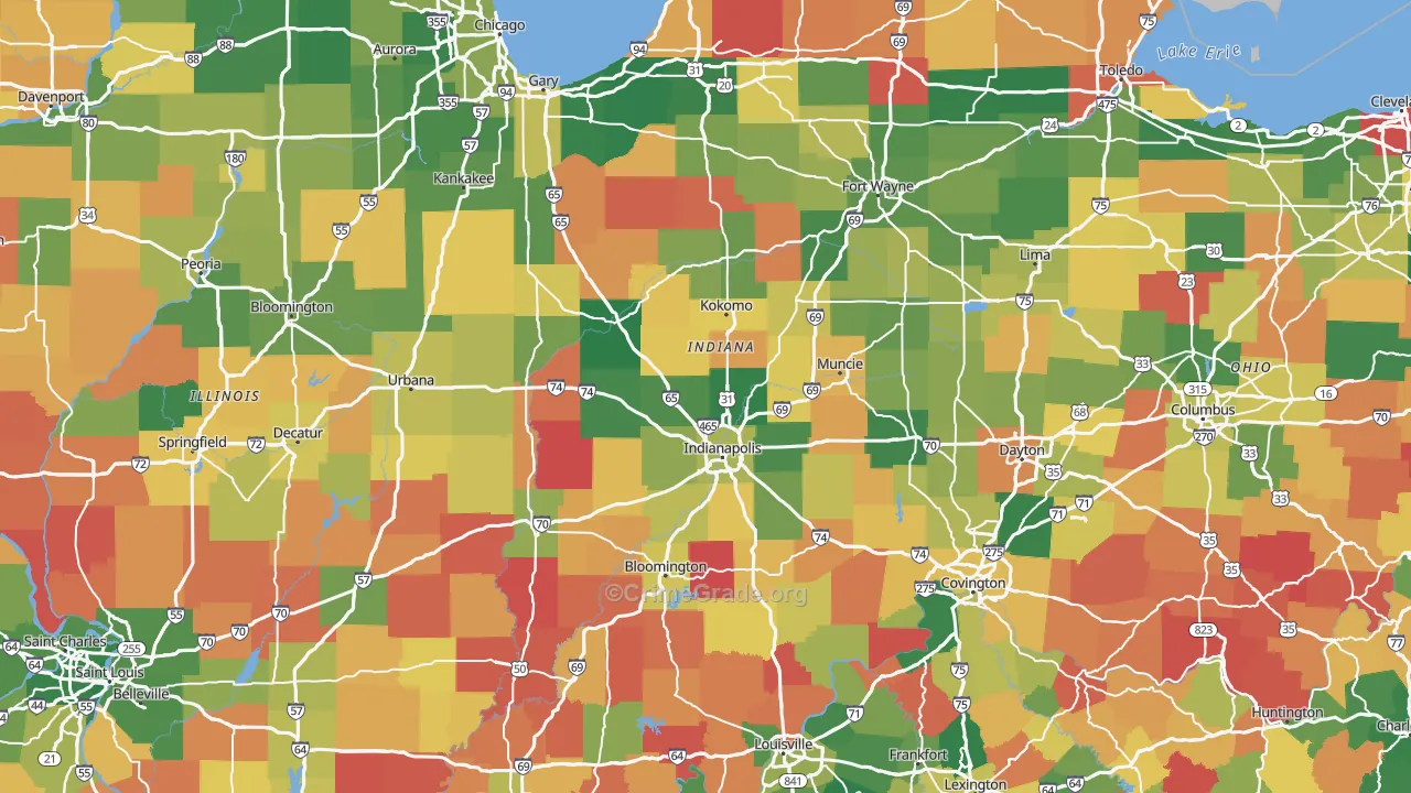 Indiana Map of Arson Rates