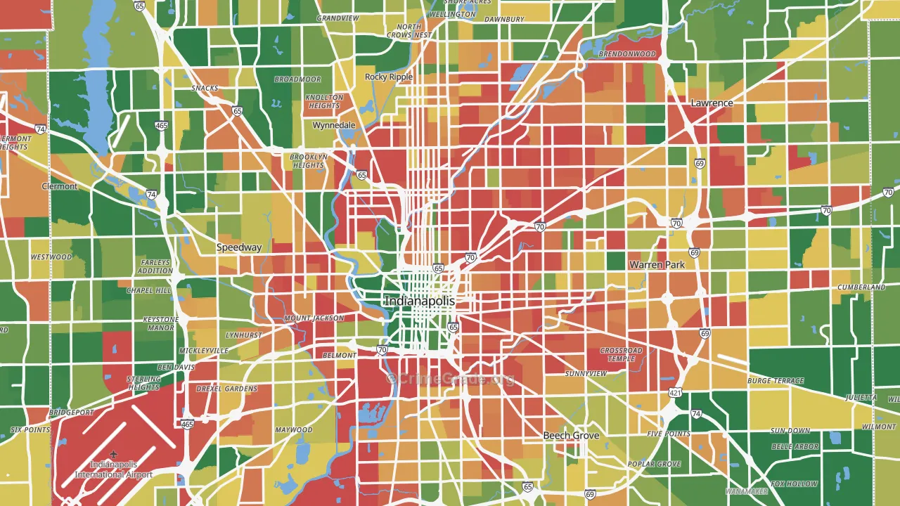 Indianapolis, IN Map of Arson Rates
