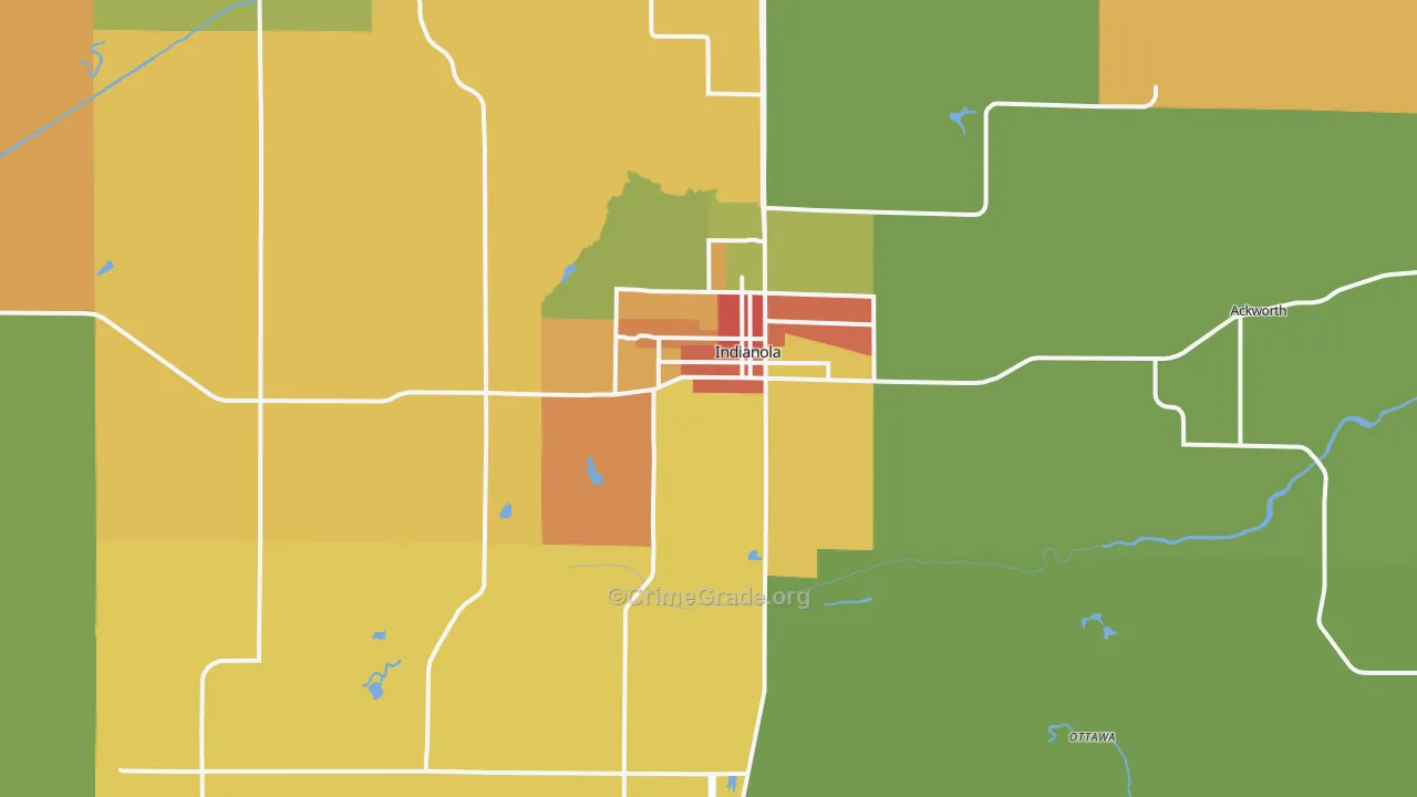 Indianola, IA Map of Arson Rates