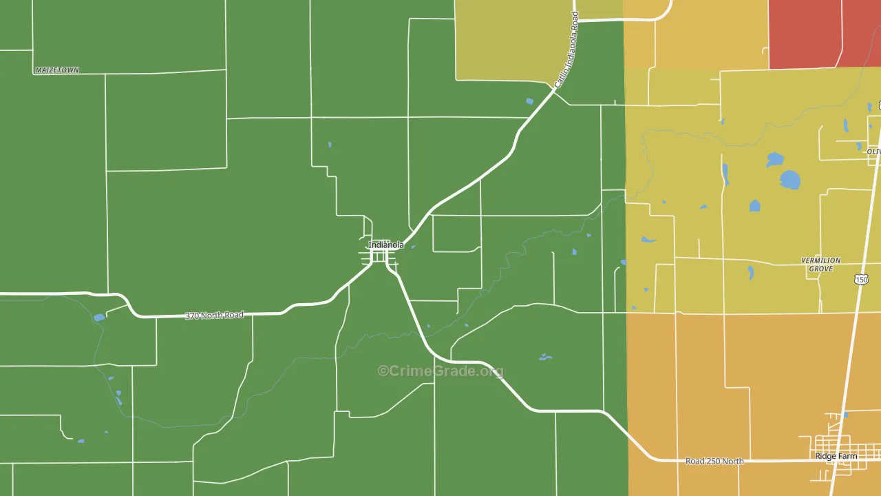 Indianola, IL Map of Arson Rates
