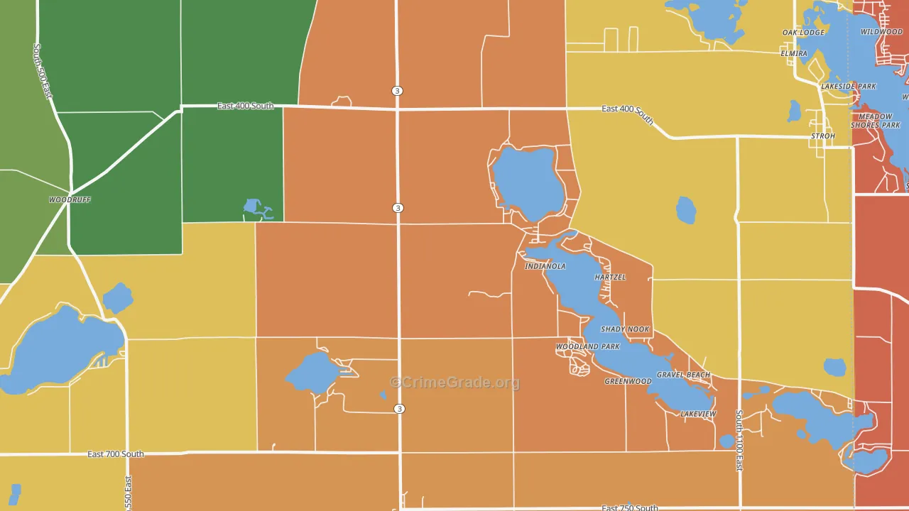 Indianola, IN Map of Arson Rates