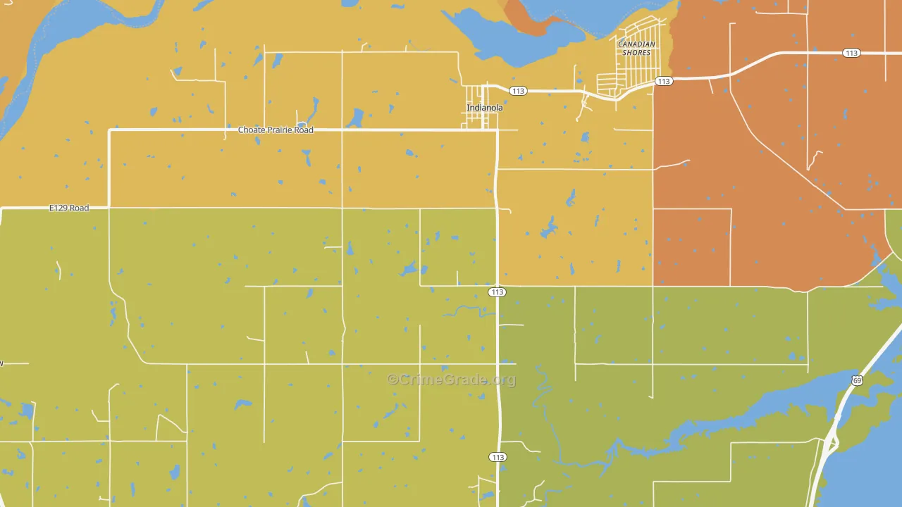 Indianola, OK Map of Arson Rates