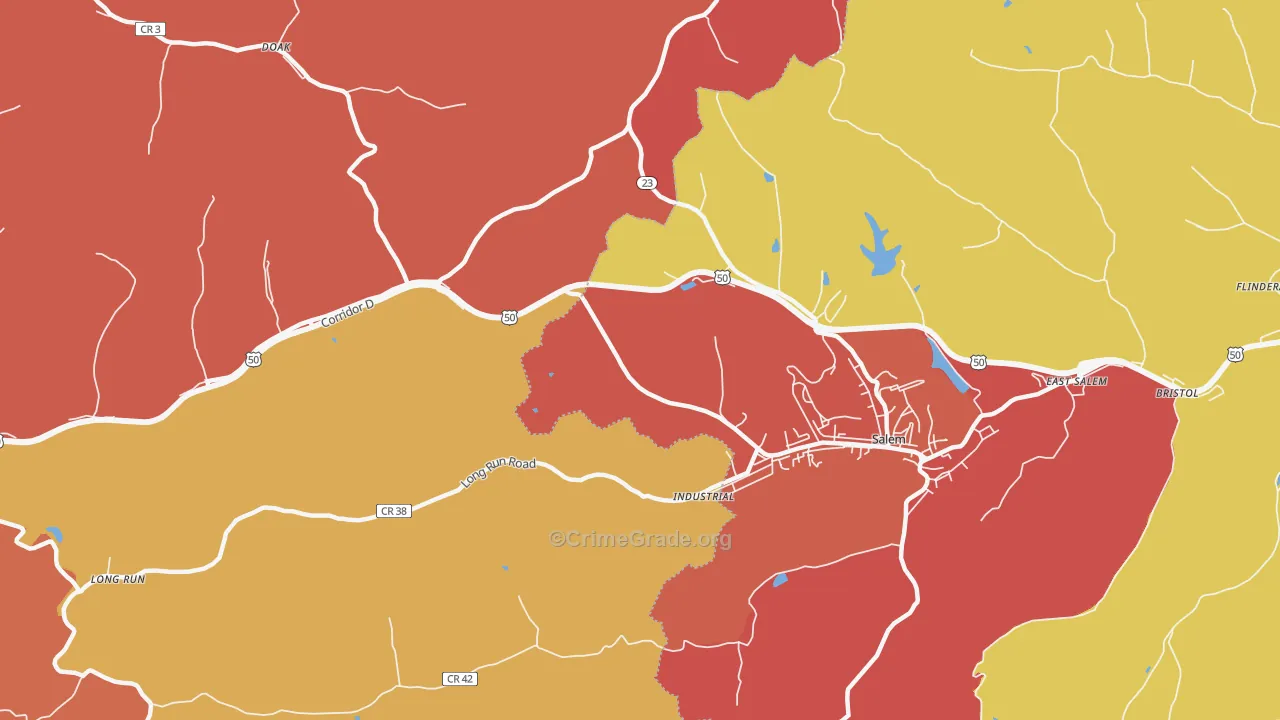 Industrial, WV Map of Arson Rates