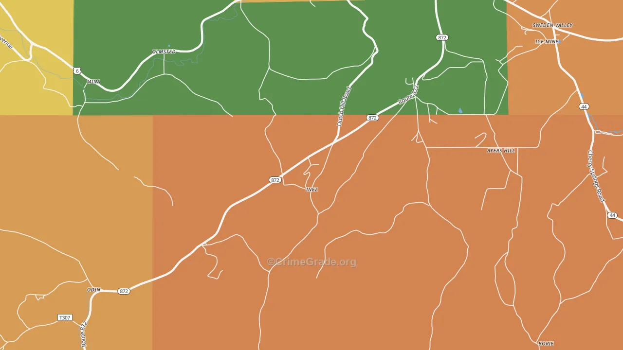 Inez, PA Map of Arson Rates