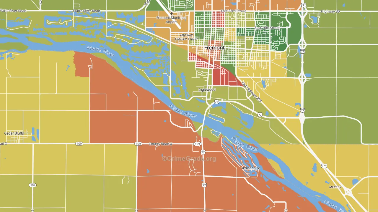 Inglewood, NE Map of Arson Rates