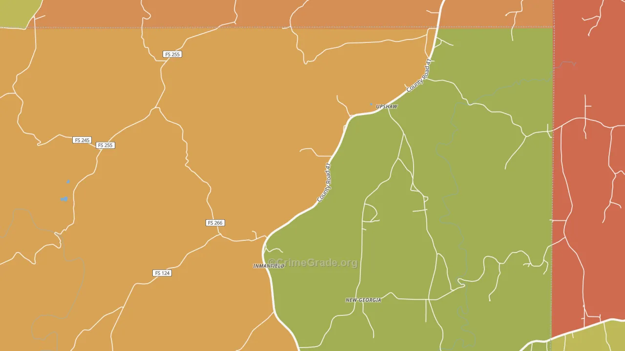 Inmanfield, AL Map of Arson Rates