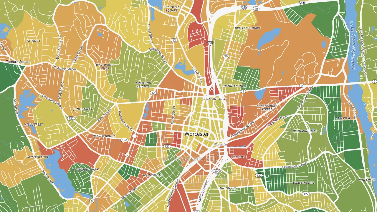 Institute Park, Worcester, MA Map of Arson Rates