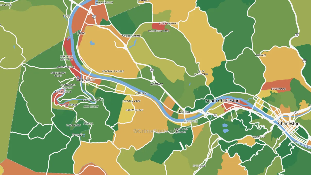 Institute, WV Map of Arson Rates