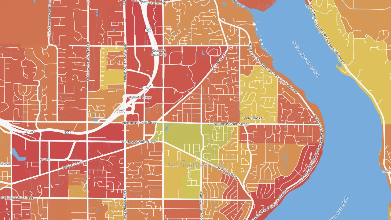 Interlake, Bellevue, WA Map of Arson Rates
