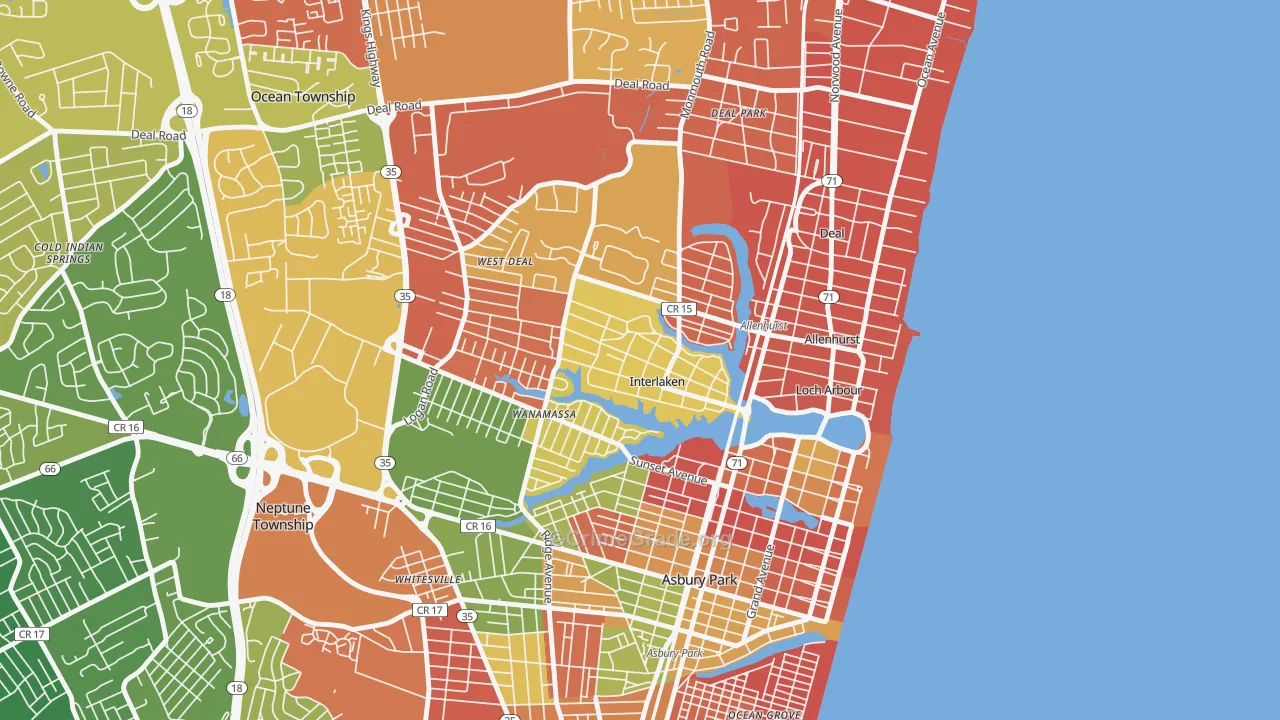 Interlaken, NJ Map of Arson Rates