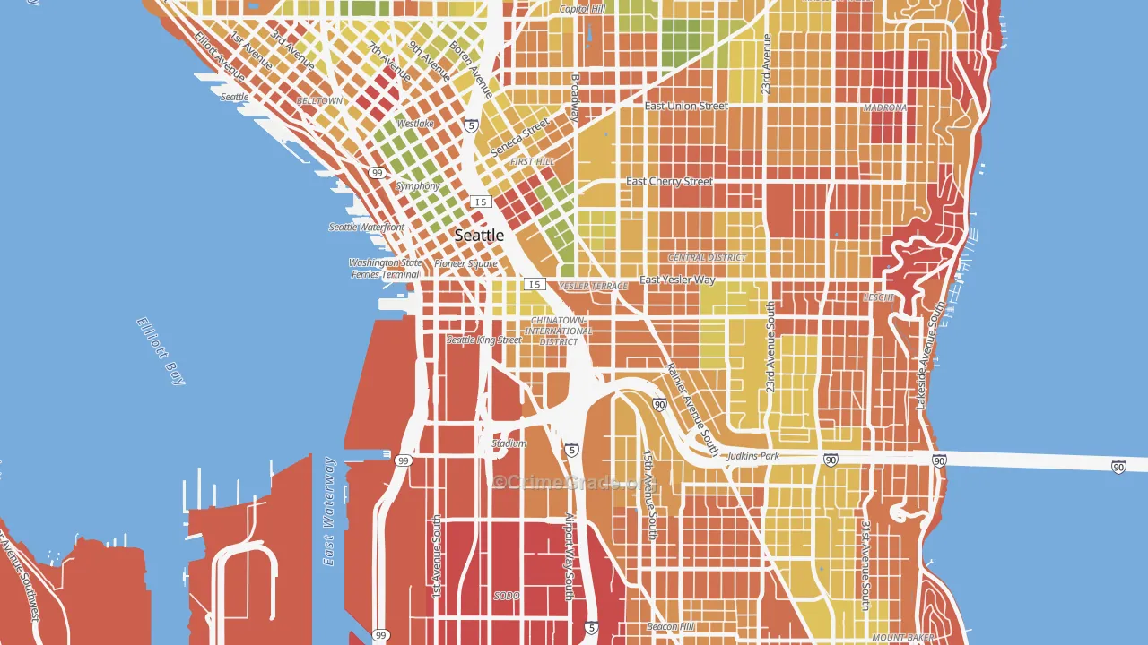International District, Seattle, WA Map of Arson Rates