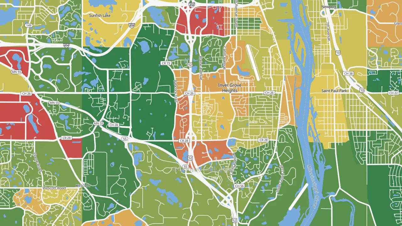 Inver Grove Heights, MN Map of Arson Rates