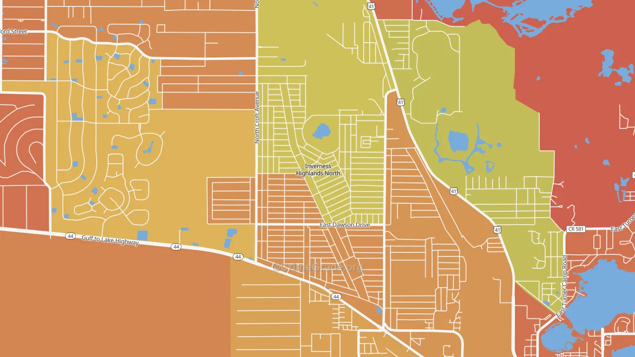 Inverness Highlands North, FL Map of Arson Rates