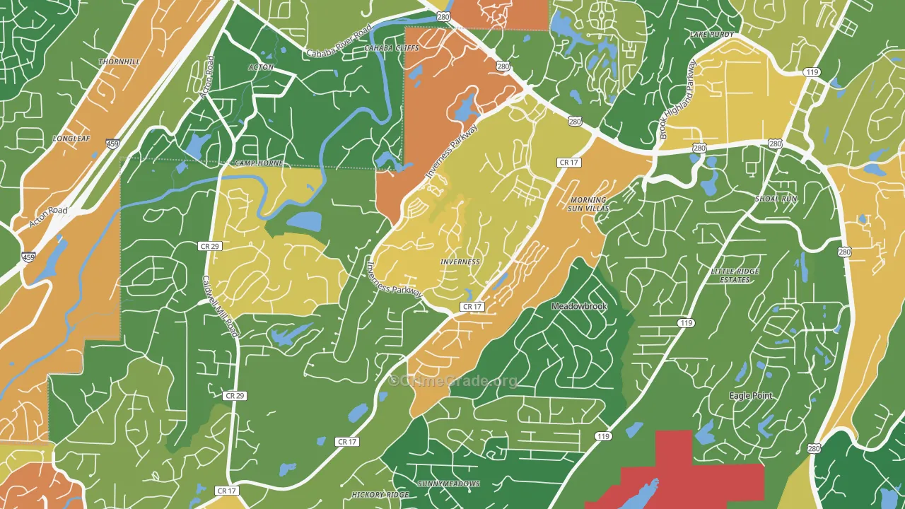 Inverness, Hoover, AL Map of Arson Rates