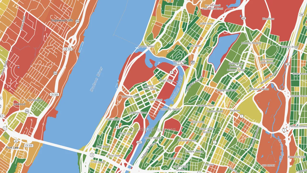 Inwood, Manhattan, NY Map of Arson Rates