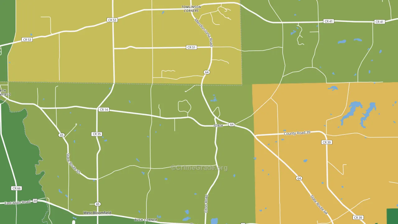 Ionia, NY Map of Arson Rates