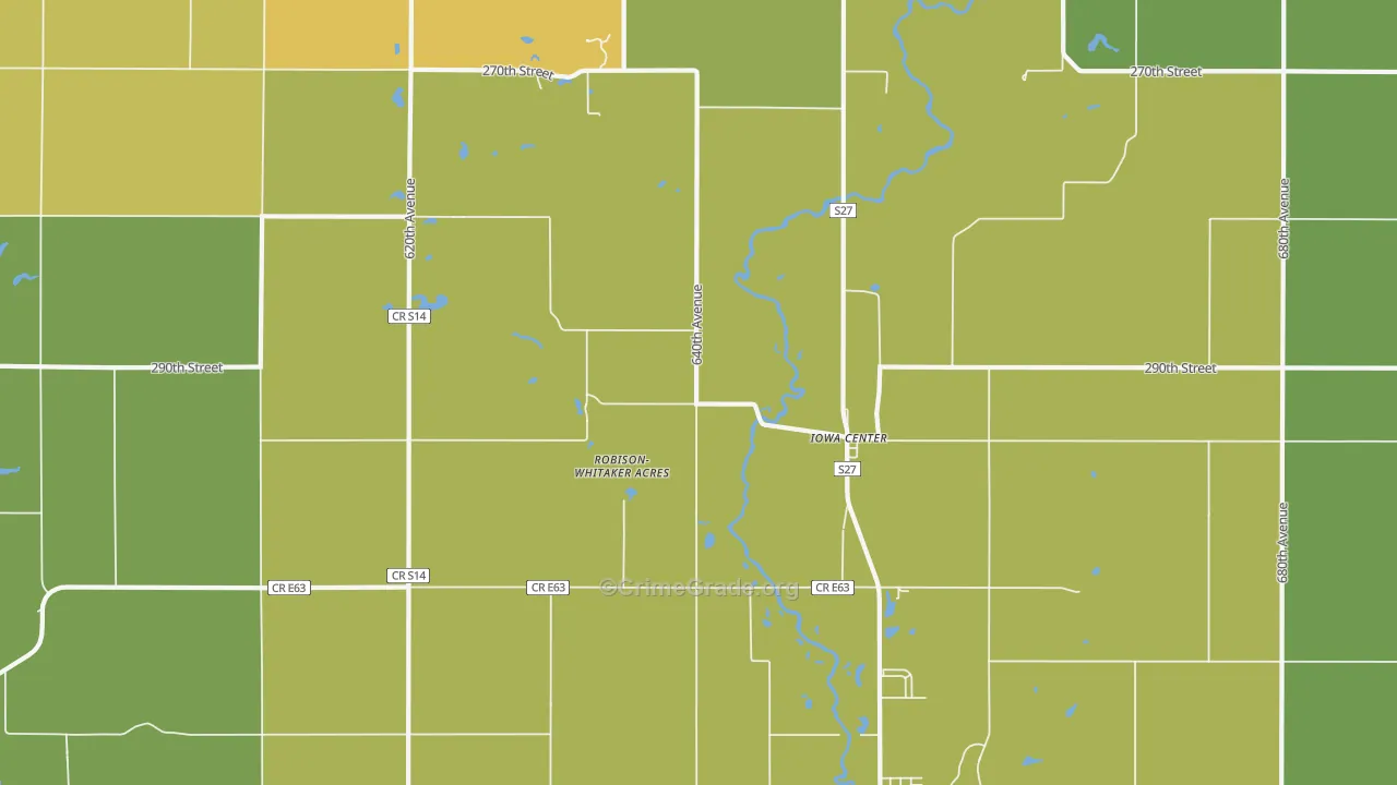 Iowa Center, IA Map of Arson Rates