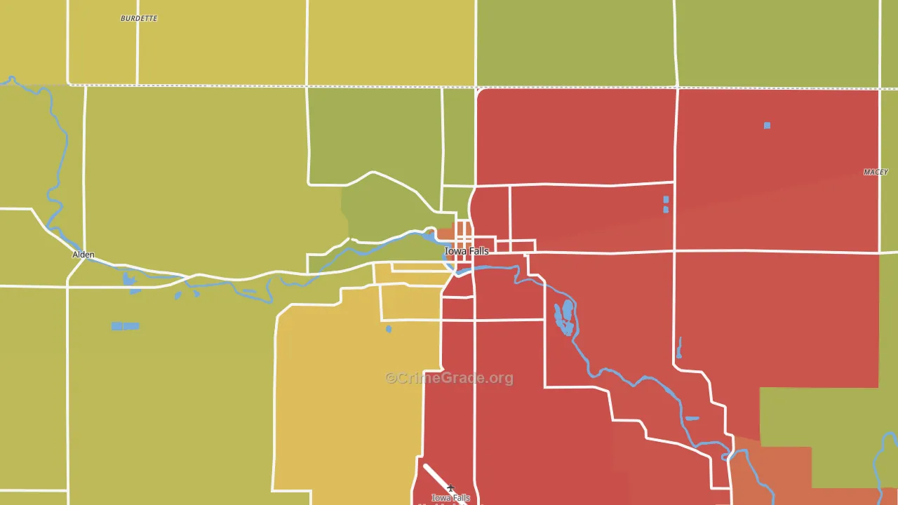 Iowa Falls, IA Map of Arson Rates