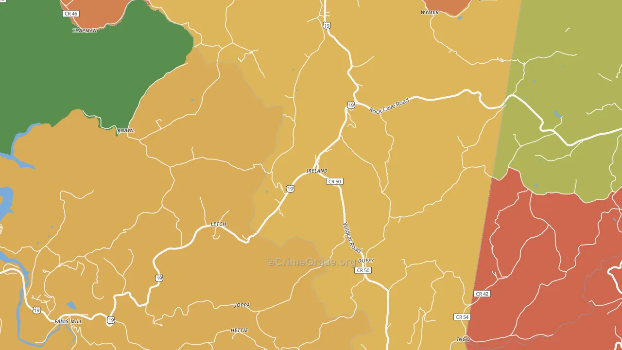 Ireland, WV Map of Arson Rates