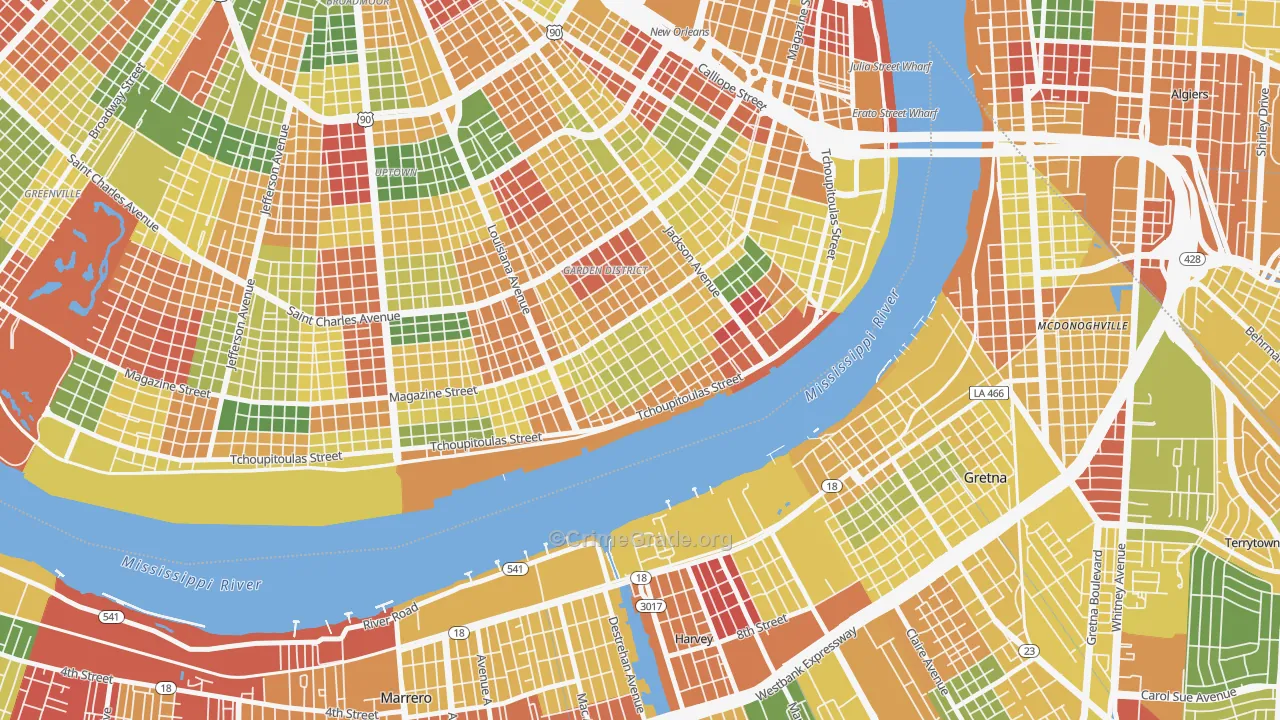 Irish Channel, New Orleans, LA Map of Arson Rates