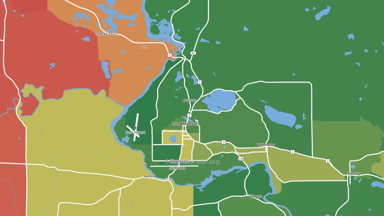 Iron Mountain, MI Map of Arson Rates