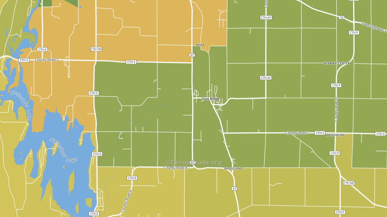Iron Ridge, WI Map of Arson Rates