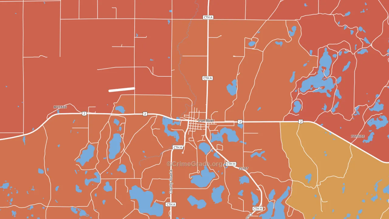 Iron River, WI Map of Arson Rates