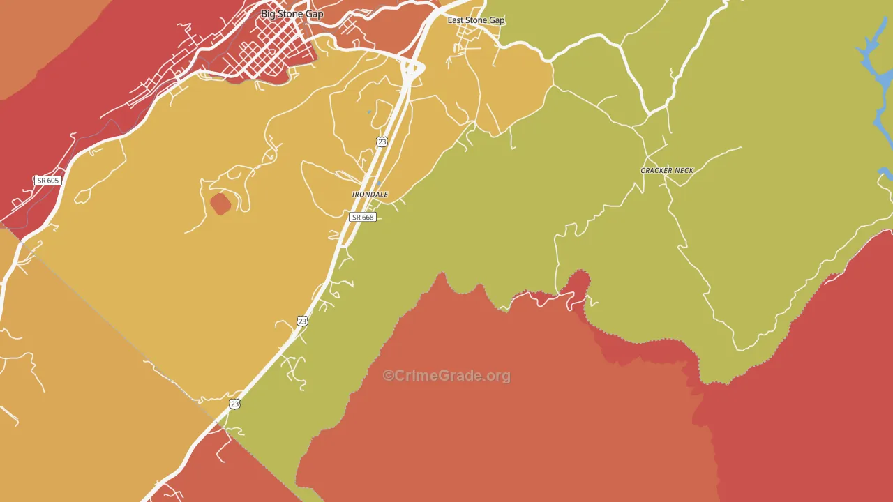 Irondale, VA Map of Arson Rates