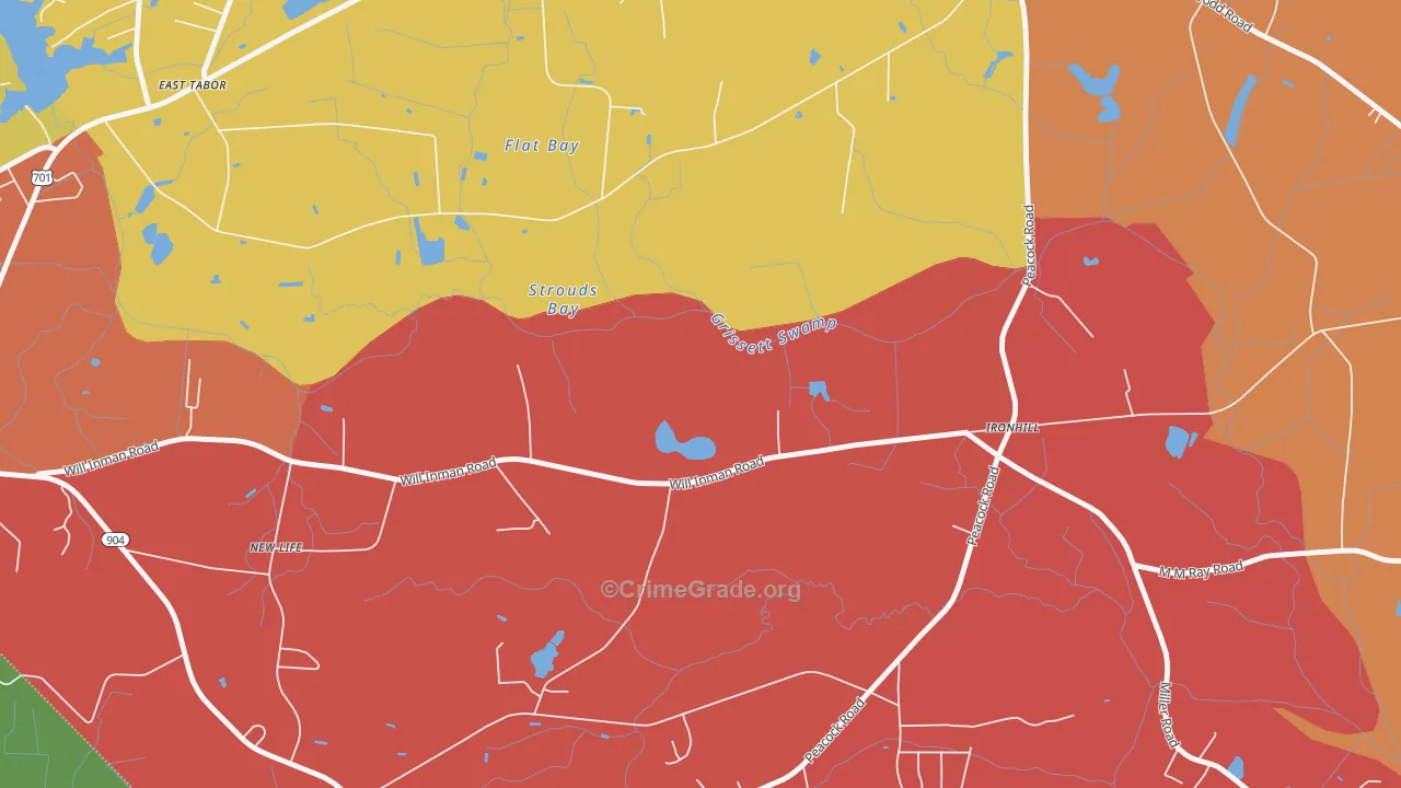 Ironhill, NC Map of Arson Rates
