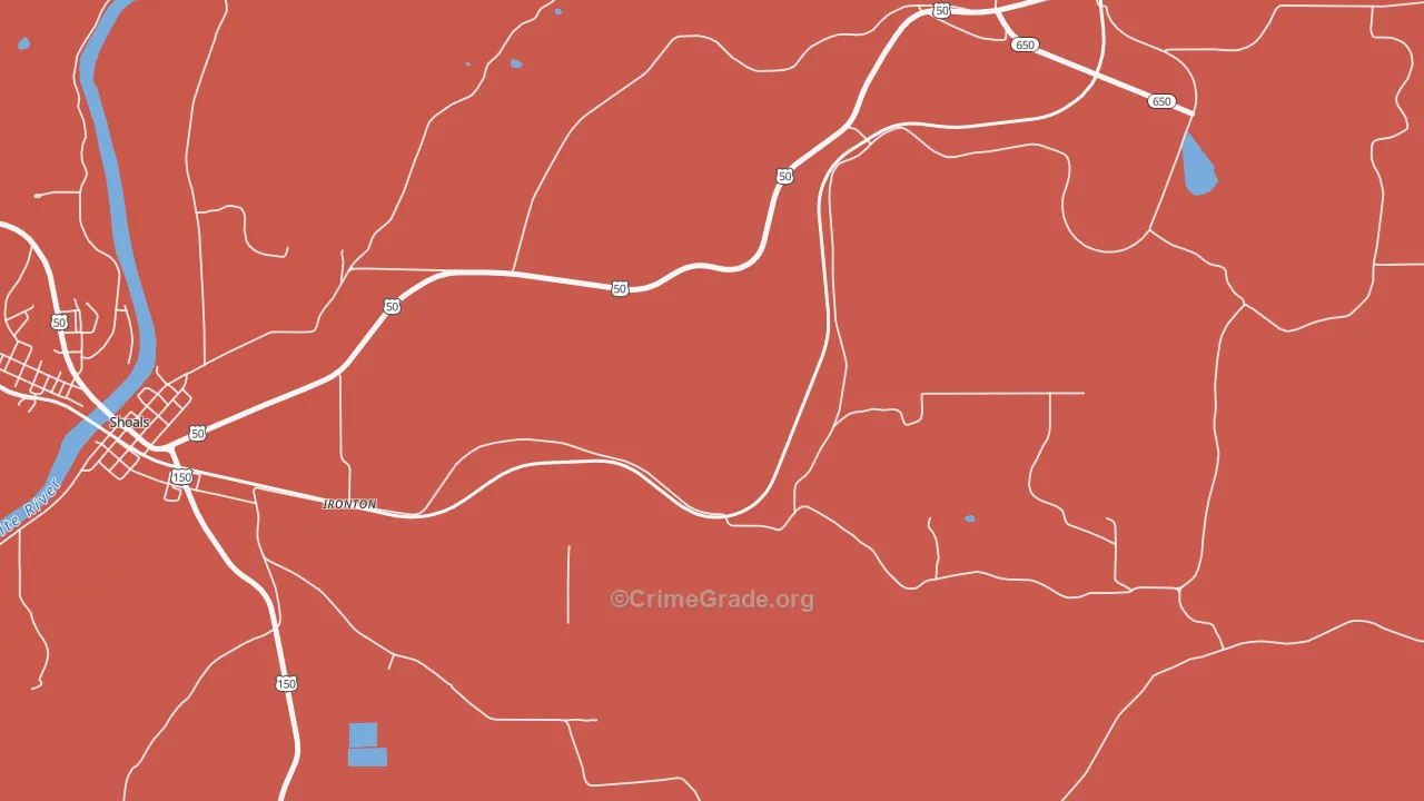 Ironton, IN Map of Arson Rates