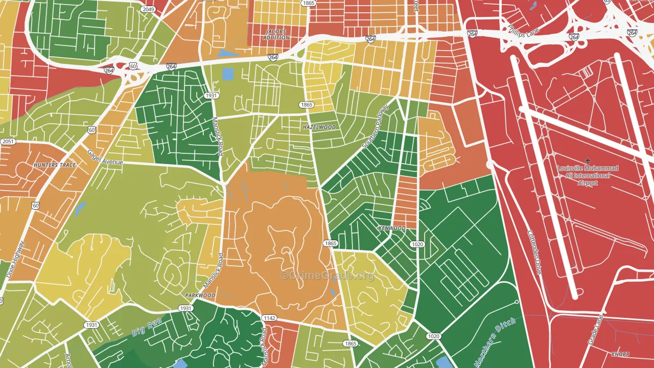 Iroquois, Louisville, KY Map of Arson Rates