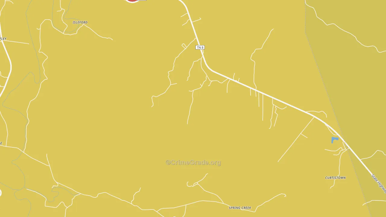 Irving College, TN Map of Arson Rates