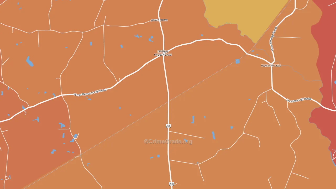 Irvings Crossroads, NC Map of Arson Rates