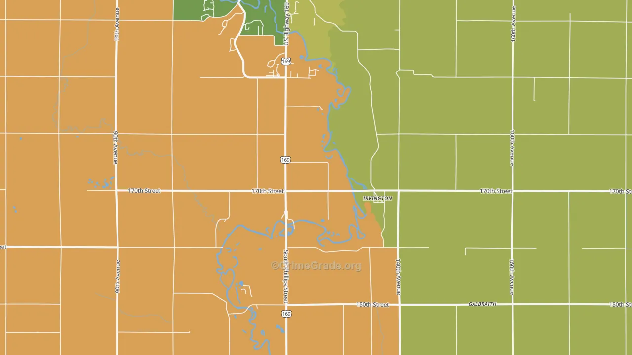 Irvington, IA Map of Arson Rates