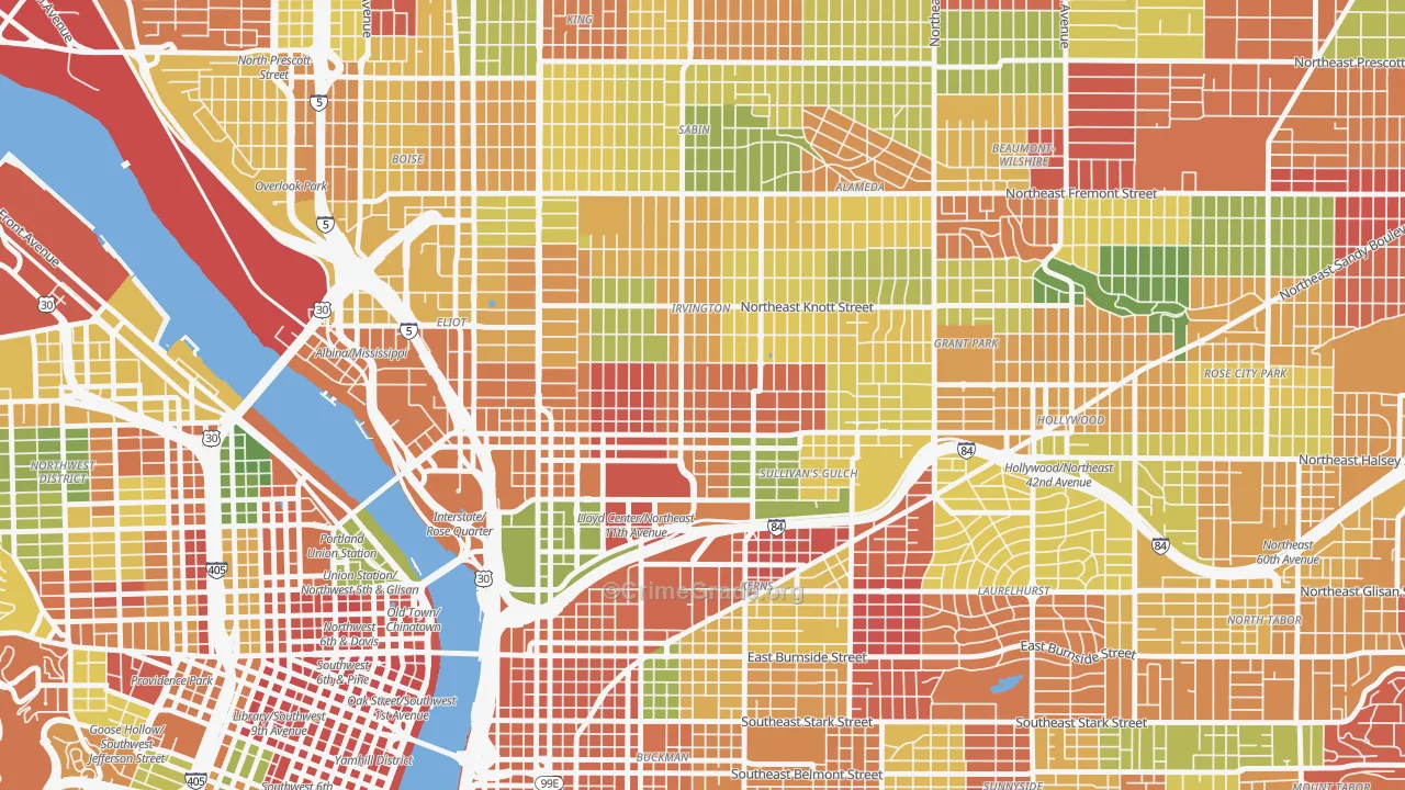 Irvington, Portland, OR Map of Arson Rates